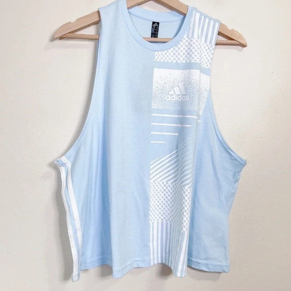 ADIDAS | NEW HS CR GRAPHIC BIKER TANK IN LIGHT BLUE - Picture 2 of 10